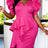 AOMEIDRESS Elegant Party Bodycon Dress V Neck Butterfly Sleeve Peplum - Rose / S