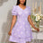 AOMEIDRESS Elegant Party Dress Short Puff Sleeve A Line Jacquard Mini Lavender / S