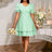AOMEIDRESS Elegant Party Dress Short Puff Sleeve A Line Jacquard Mini LightGreen / S