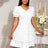 AOMEIDRESS Elegant Party Dress Short Puff Sleeve A Line Jacquard Mini White / S