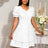 AOMEIDRESS Elegant Party Dress Short Puff Sleeve A Line Jacquard Mini White / S