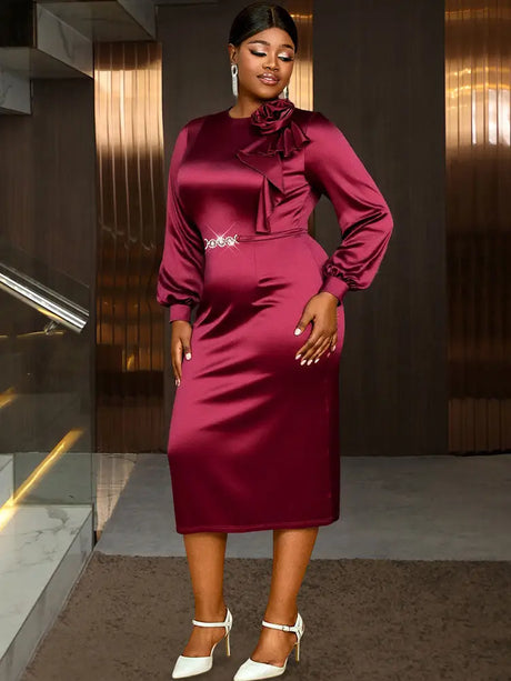 AOMEIDRESS Elegant Party Wedding Dress with 3D Flower Rhinestone Belt