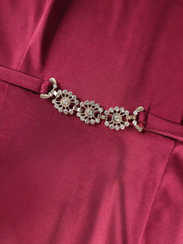 AOMEIDRESS Elegant Party Wedding Dress with 3D Flower Rhinestone Belt