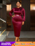 AOMEIDRESS Elegant Party Wedding Dress with 3D Flower Rhinestone Belt Wine / S