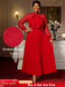 AOMEIDRESS Elegant Party Wedding Dress with Bow A Line Pleated Lace Red / S