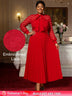 AOMEIDRESS Elegant Party Wedding Dress with Bow A Line Pleated Lace Red / S