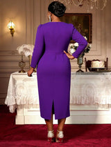 AOMEIDRESS Elegant Peplum Dress With 3D Flower for Party Wedding