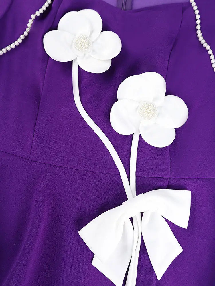 AOMEIDRESS Elegant Peplum Dress With 3D Flower for Party Wedding