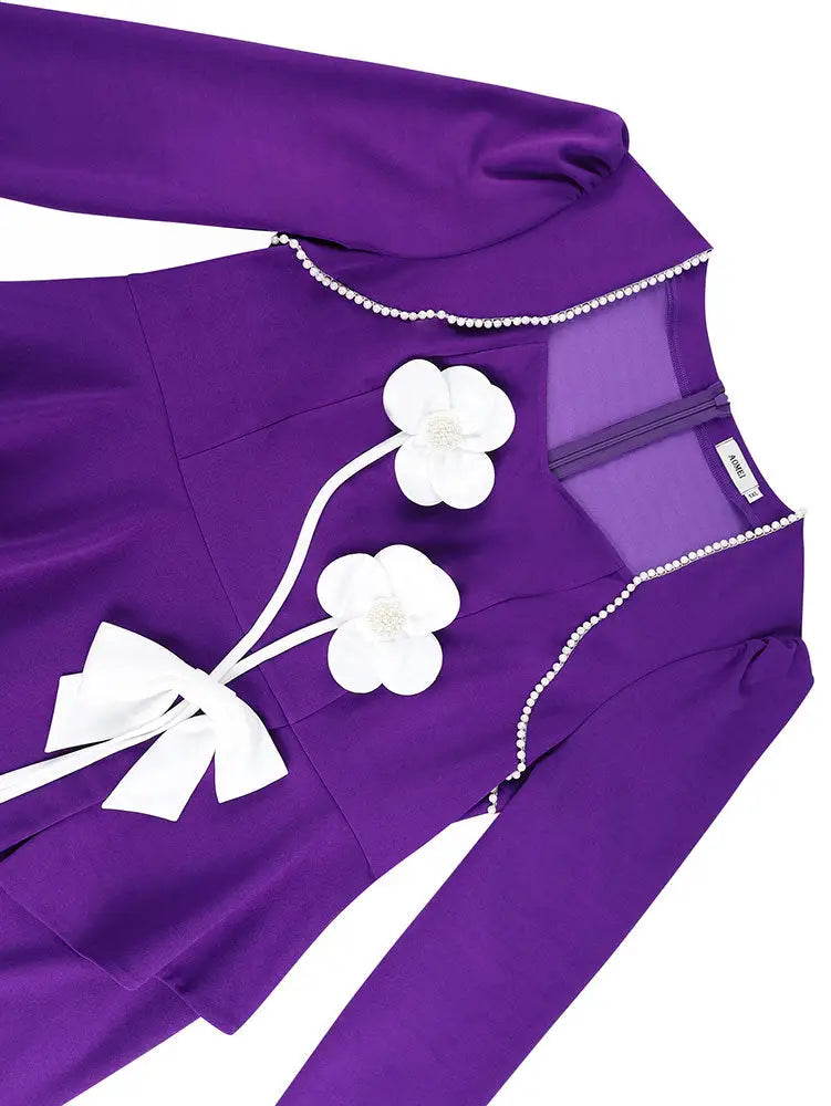 AOMEIDRESS Elegant Peplum Dress With 3D Flower for Party Wedding