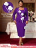 AOMEIDRESS Elegant Peplum Dress With 3D Flower for Party Wedding DarkPurple / S