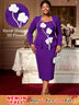 AOMEIDRESS Elegant Peplum Dress With 3D Flower for Party Wedding DarkPurple / S