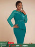 AOMEIDRESS Elegant Peplum Lace Dress with Beading for Church Office Green / S