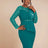AOMEIDRESS Elegant Peplum Lace Dress with Beading for Church Office Green / S