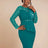 AOMEIDRESS Elegant Peplum Lace Dress with Beading for Church Office Green / S