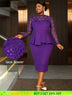 AOMEIDRESS Elegant Peplum Lace Dress with Long Sleeve for Party Church DP / S