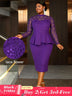 AOMEIDRESS Elegant Peplum Lace Dress with Long Sleeve for Party Church DP / S