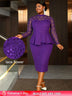 AOMEIDRESS Elegant Peplum Lace Dress with Long Sleeve for Party Church DP / S