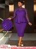 AOMEIDRESS Elegant Peplum Lace Dress with Long Sleeve for Party Church DP / S