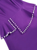 AOMEIDRESS Elegant Peplum Midi Dress with Beading for Party Church