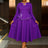 AOMEIDRESS Elegant Peplum Midi Dress with Beading for Party Church DarkPurple / S