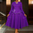 AOMEIDRESS Elegant Peplum Midi Dress with Beading for Party Church DarkPurple / S