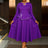 AOMEIDRESS Elegant Peplum Midi Dress with Beading for Party Church DarkPurple / S