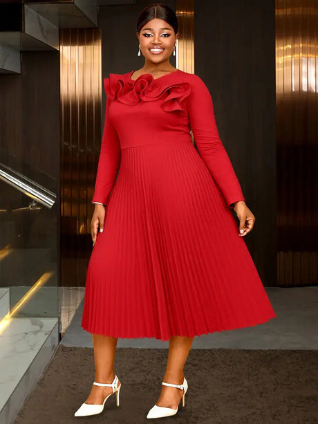 AOMEIDRESS Elegant Peplum Pleated Dress for Party Wedding Christmas