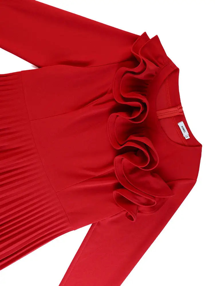 AOMEIDRESS Elegant Peplum Pleated Dress for Party Wedding Christmas