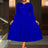 AOMEIDRESS Elegant Peplum Pleated Dress for Party Wedding Christmas Blue / S