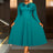 AOMEIDRESS Elegant Peplum Pleated Dress for Party Wedding Christmas LakeGreen / S