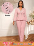 AOMEIDRESS Elegant Pink Beaded Peplum Flare Sleeve Office Jumpsuit Pink / S