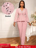 AOMEIDRESS Elegant Pink Beaded Peplum Flare Sleeve Office Jumpsuit Pink / S