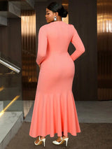 AOMEIDRESS Elegant Pink Maxi Mermaid Dress with 3D Flower for Wedding