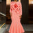 AOMEIDRESS Elegant Pink Maxi Mermaid Dress with 3D Flower for Wedding Pink / S