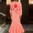 AOMEIDRESS Elegant Pink Maxi Mermaid Dress with 3D Flower for Wedding Pink / S