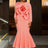 AOMEIDRESS Elegant Pink Maxi Mermaid Dress with 3D Flower for Wedding Pink / S