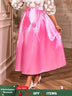 AOMEIDRESS Elegant Pink Satin A Line Skirt High Waist with Bow Detail Pink / S