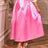 AOMEIDRESS Elegant Pink Satin A Line Skirt High Waist with Bow Detail Pink / S