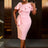 AOMEIDRESS Elegant Pink V Neck Party Outfits For Women Ruffles Bow Pink / S