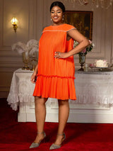 AOMEIDRESS Elegant Pleated Beaded Dress With Lace Up For Wedding Guest