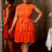AOMEIDRESS Elegant Pleated Beaded Dress With Lace Up For Wedding Guest Orange / 0XL