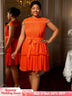 AOMEIDRESS Elegant Pleated Beaded Dress With Lace Up For Wedding Guest Orange / 0XL