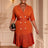 AOMEIDRESS Elegant Pleated Blazer Dress with Belt Causal Office Wear BrickRed / S