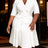 AOMEIDRESS Elegant Pleated Blazer Dress with Belt Causal Office Wear - White / S