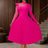 AOMEIDRESS Elegant Pleated Long Sleeve Lace Dress For Party Office Rose / S