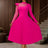 AOMEIDRESS Elegant Pleated Long Sleeve Lace Dress For Party Office Rose / S