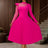 AOMEIDRESS Elegant Pleated Long Sleeve Lace Dress For Party Office Rose / S