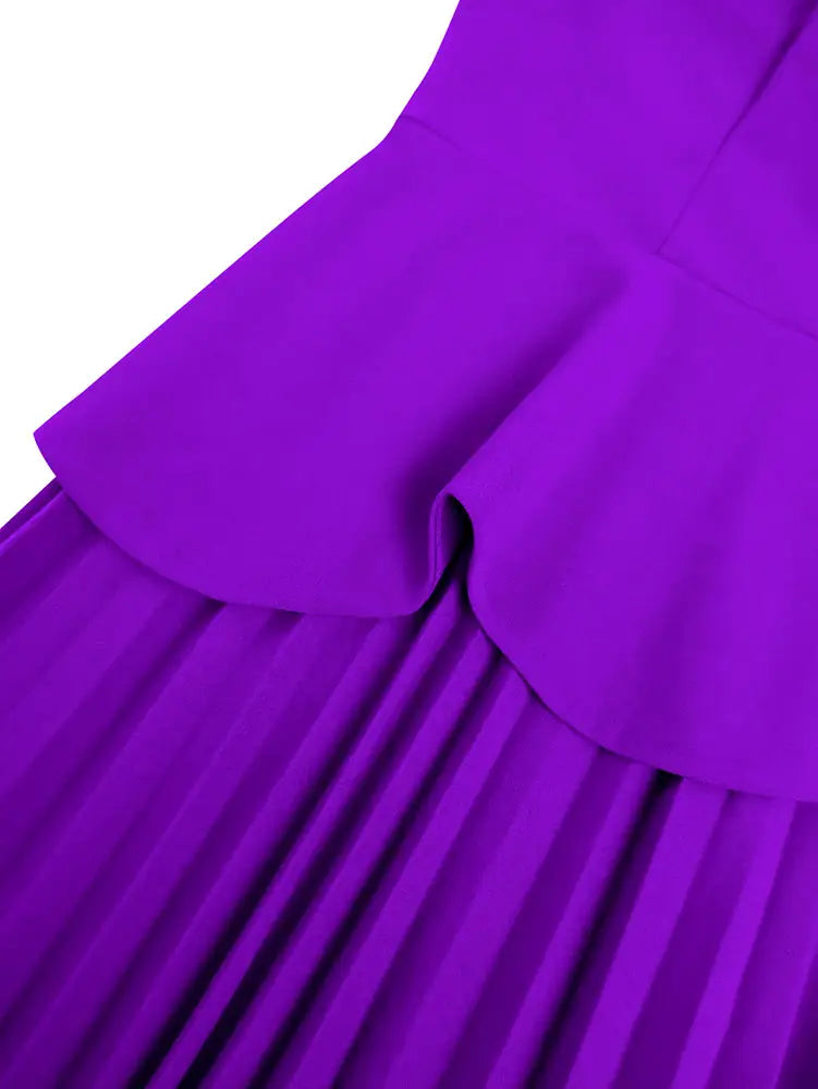 AOMEIDRESS Elegant Pleated Peplum Long Sleeve Dress For Office Church