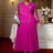 AOMEIDRESS Elegant Pleated Tassel Dress For Evening Long Sheer Sleeve Rose / S