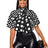 AOMEIDRESS Elegant Polka Dot Causal Blouse Bow Neck Short Sleeves